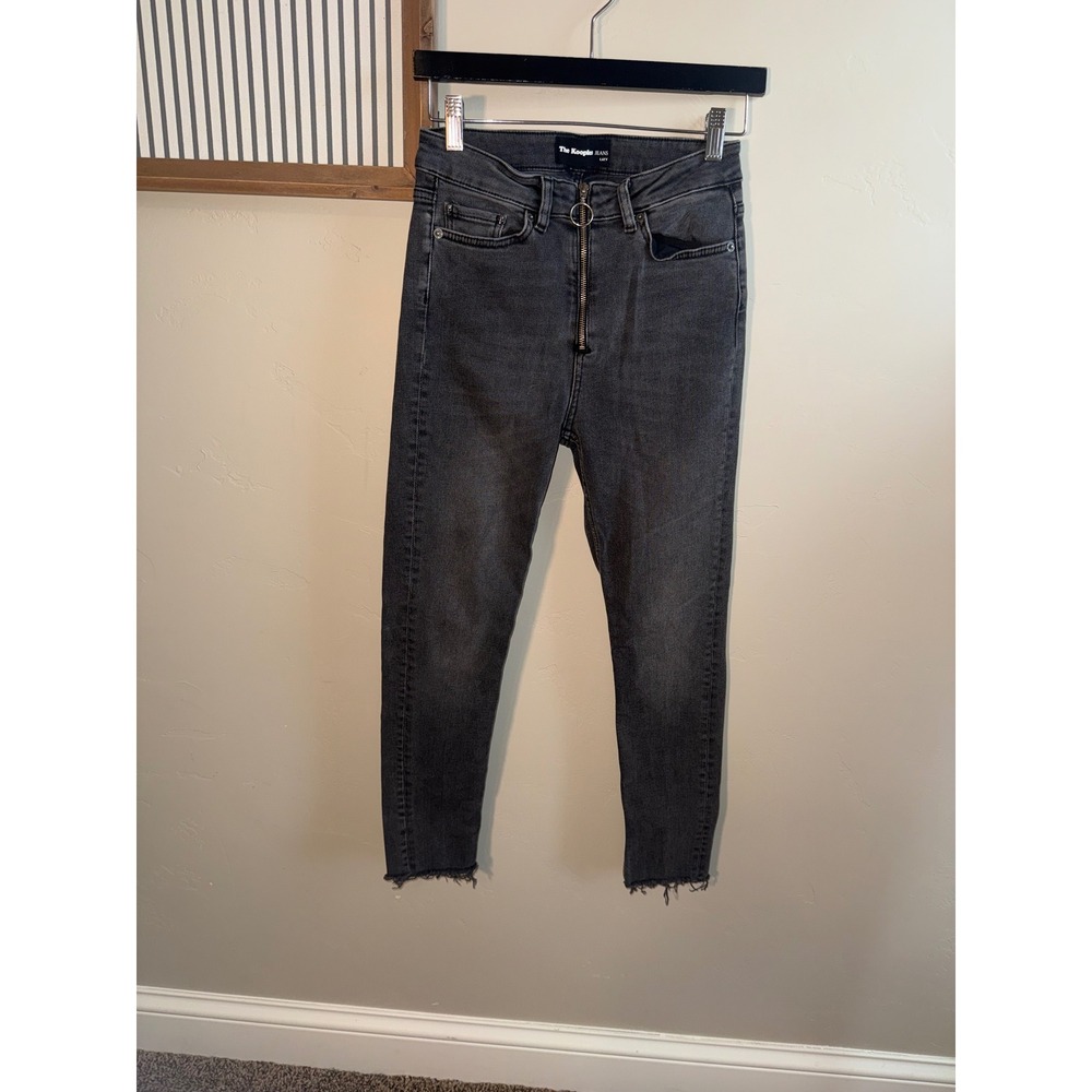 The Kooples Lizy High Rise Skinny Jeans Faded Black O-Ring Exposed Zip 27